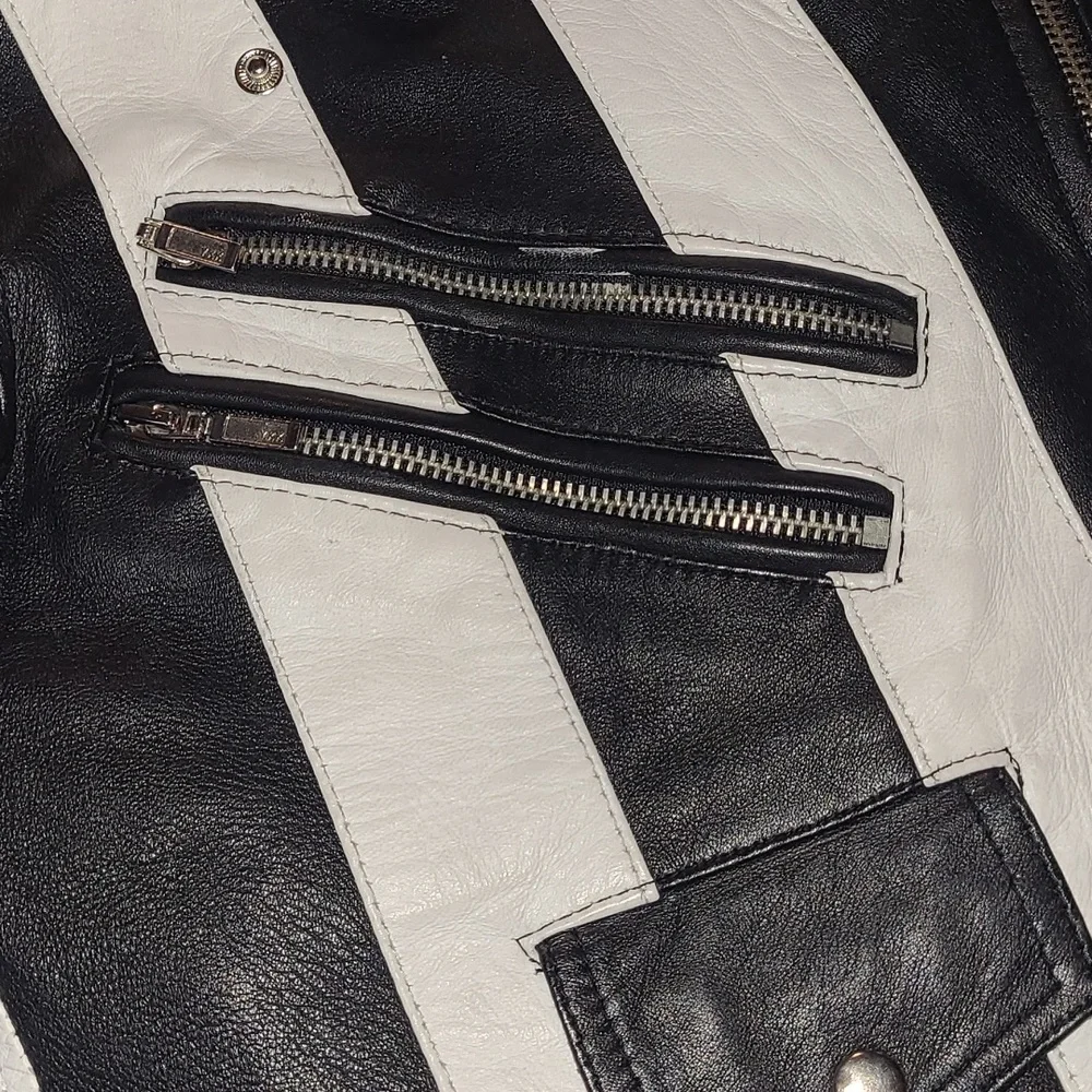 Killstar Black & White Real Leather Jacket - Picture 10 of 11